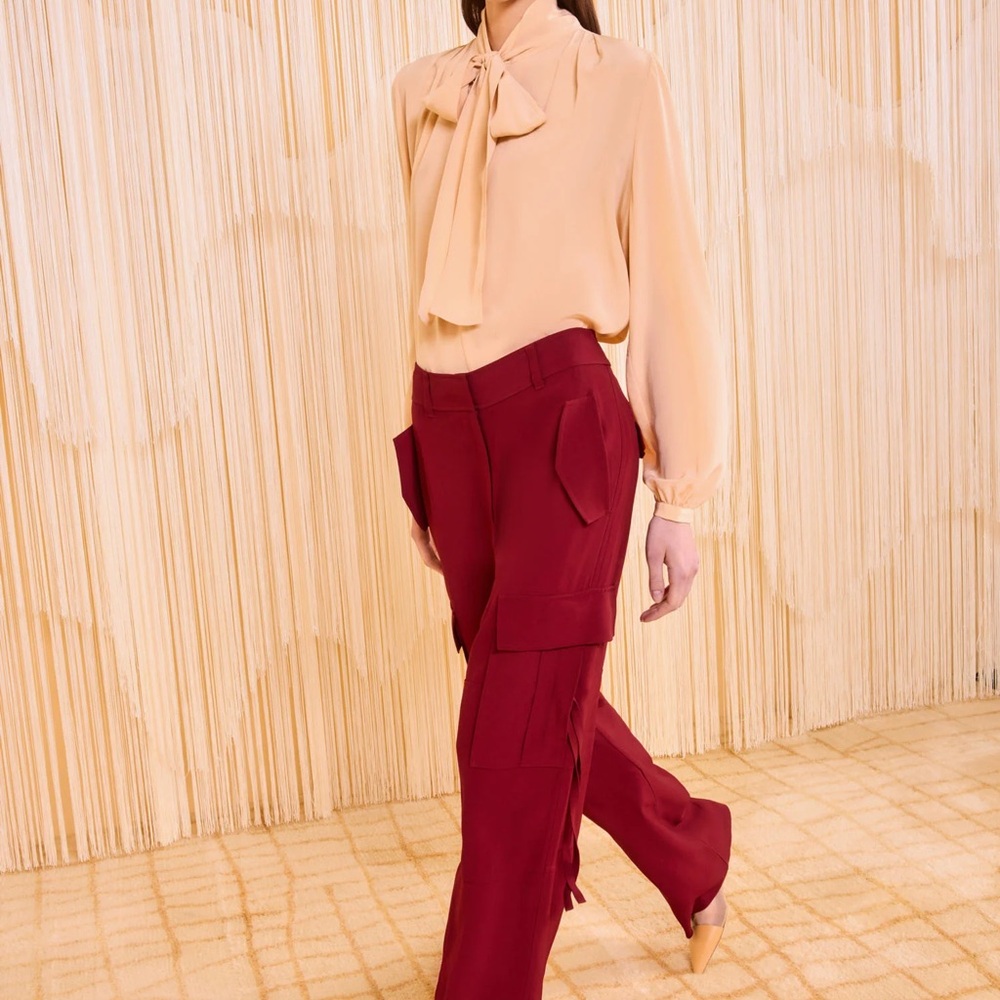 Ulla Johnson Burgundy Wide-Leg Cargo Pants